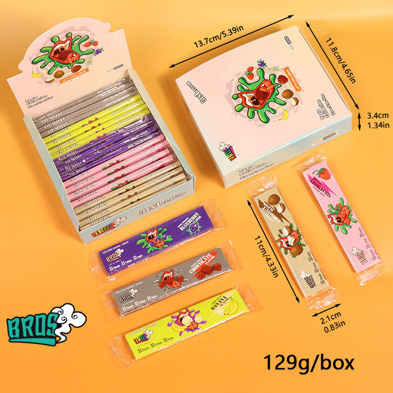 Papéis para enrolar cigarros aromatizados em caixa